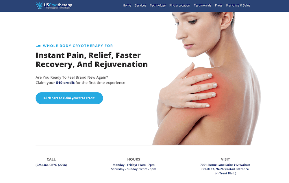 US Cryotherapy case study screenshot